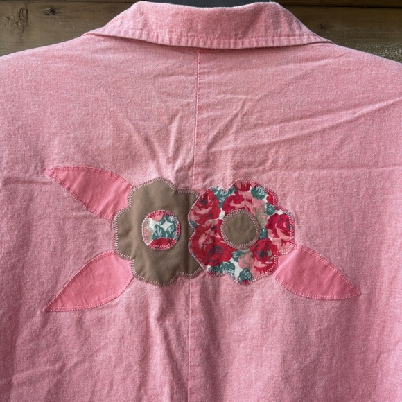 Cottage Core Vintage Pink Floral Embroidered Shorts Jumpsuit - Picture 8 of 11